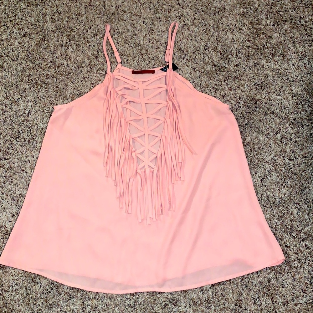 Sheer fringe top, in great condition, size S